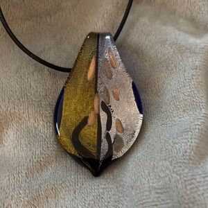 Silver and gold foil glass pendant